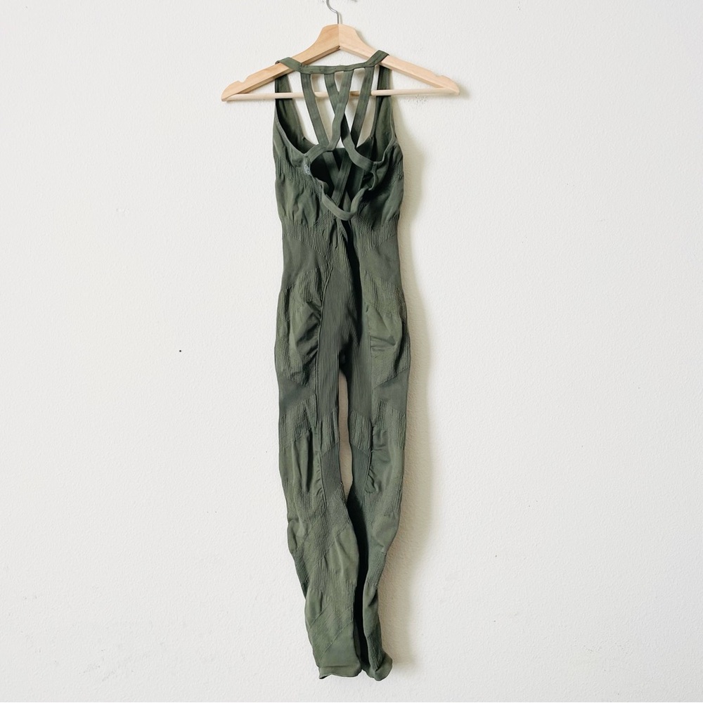 Free People Movement SMALL Black Diamond strappy back seamless onesie in green - Picture 5 of 8